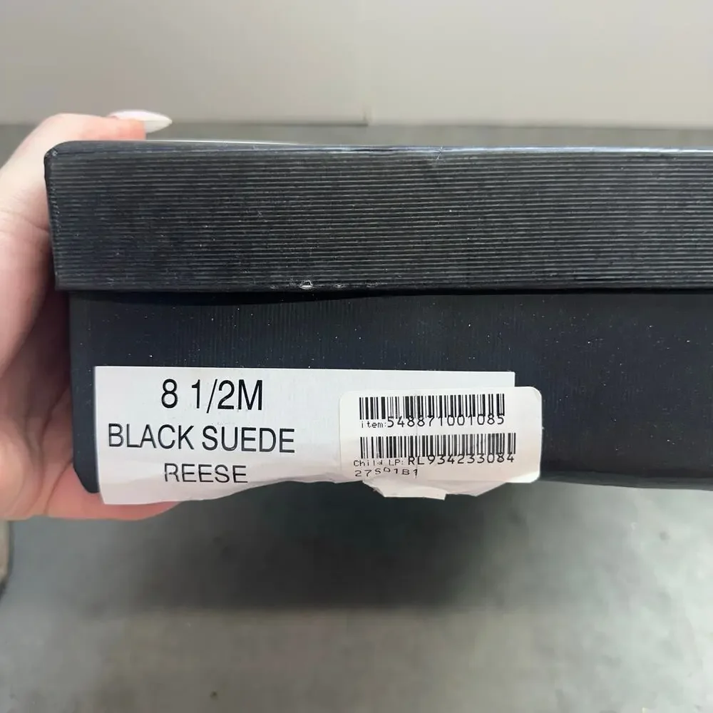 J/Slide Reese Black Suede Ruffle Espadrilles Size 8.5